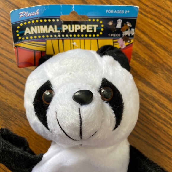 3 NWT Plush Animal Hand Puppets Dog Panda Bear Elephant - Picture 3 of 10